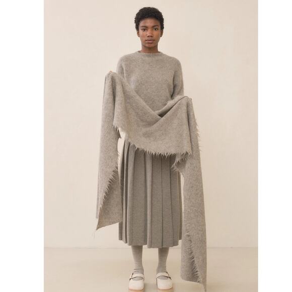 Lauren Manoogian Suri Fringe Scarf Rock Taupe Grey Brown 100% Suri Alpaca NWT - Picture 5 of 15